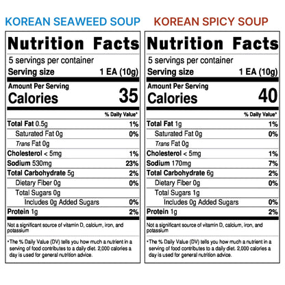 Korean Freeze Dried Instant Soup Multi-Pack (Seaweed Soup 10g × 5ea) + (Korean spicy soup 10g × 5ea) Easy cooking Individual packaging 한국 전통 국, 미역국 Miyeokguk, 육개장 Yukgaejang (10ea (Seaweed 5ea + Spicy 5ea), Multi-Pack (Seaweed / Spicy Soup))