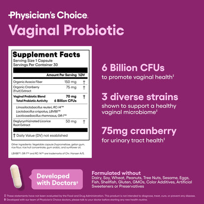 Physician's CHOICE Feminine Power Duo Bundle - Vaginal Probiotic 30ct + Womens Probiotic 60ct