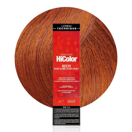 L'Oréal Technique HiColor Reds Permanent Hair Color | Lifts Dark Hair in One Step | No Brassiness | Rich, Smooth Creme Formula | Intense, Long-Lasting Color | Sizzling Copper