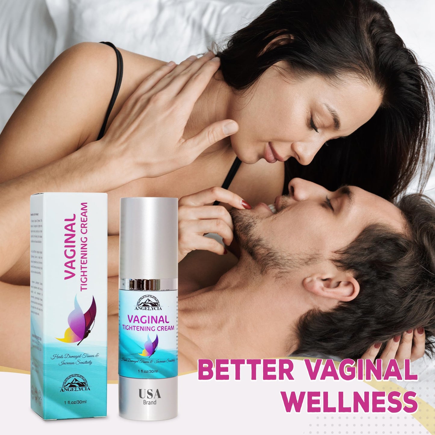 ANGELYCIA Vaginal Tightening Cream, Coochie Tightener, Yoni Moisturizer, Improves Women's Vagina Health, Fast-Acting Tightener, Increases Sensitivity, Easy to Apply, 1 fl oz