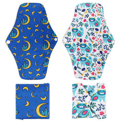 PHOGARY Reusable Menstrual Pads, Bamboo Cloth Pads for Heavy Flow with Wet Bag, Large Sanitary Pad Set with Wings for Women, Washable Overnight Cloth Panty Liners Period(7 in 1, Style G)