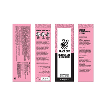 PEACE OUT Retinol Eye Jelly Stick, Under Eye Treatment for Hydration, Fine Lines & Wrinkles, with Encapsulated Retinol, Peptides & Squalane for Smoother Looking Under Eyes, 0.14 oz