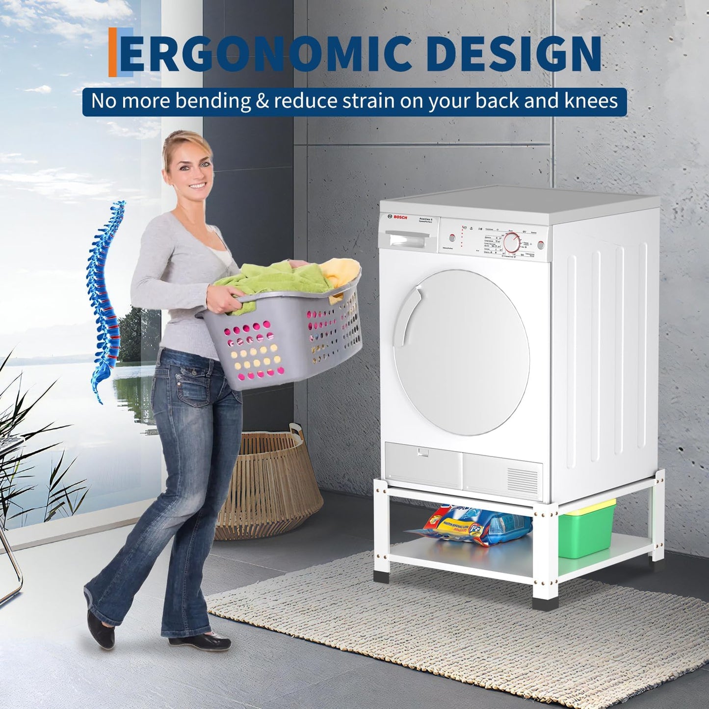 Washer and Dryer Pedestal with Storage Shelf,28.3" Lx28.3" Wx14" h,800Lbs Capacity, Heavy Duty Steel Multi-Functional Base for Washing Machine,Washer and Dryer Stand Universal Platform -2PACK