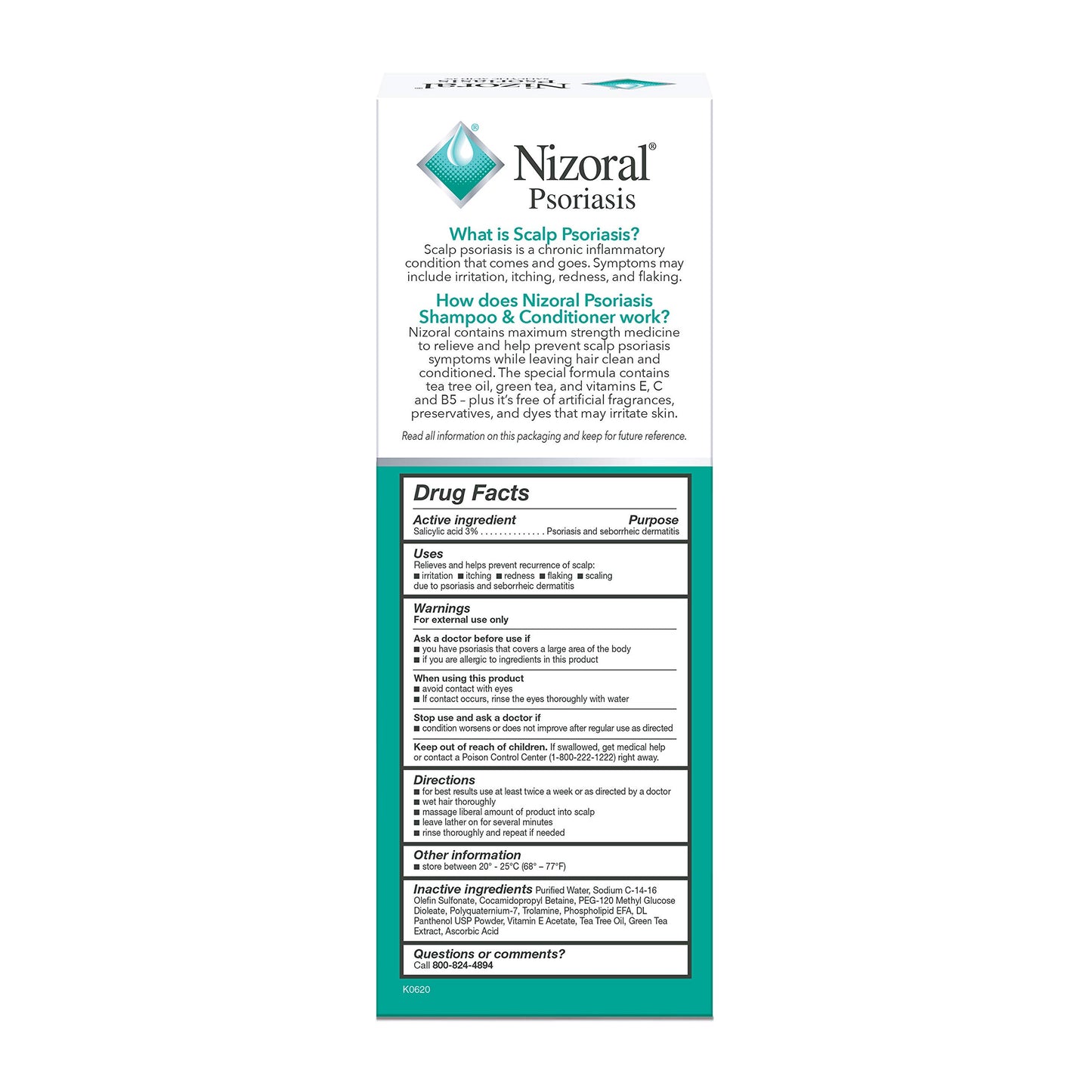 Nizoral Psoriasis Shampoo & Conditioner, 11 Oz, Gentle Scalp Treatment, Relieves Itching, Flaking, Redness, Scaling Effective Scalp Psoriasis Shampoo with Salicylic Acid and Tea Tree Oil (Pack of 2)