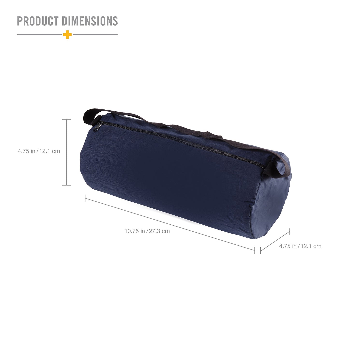 DMI Lumbar Roll Back Support Cushion Pillow - Foam Lumbar Cushion with Cover and Strap, Navy