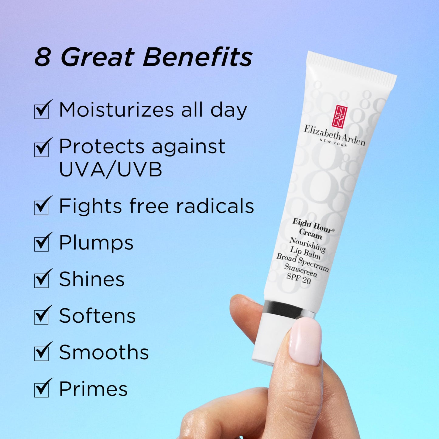 Elizabeth Arden Eight Hour Cream Nourishing Lip Balm, SPF 20 Sunscreen Balm, Moisturizer for Chapped Lips with Shea Butter & Vitamin E, 0.5 fl oz