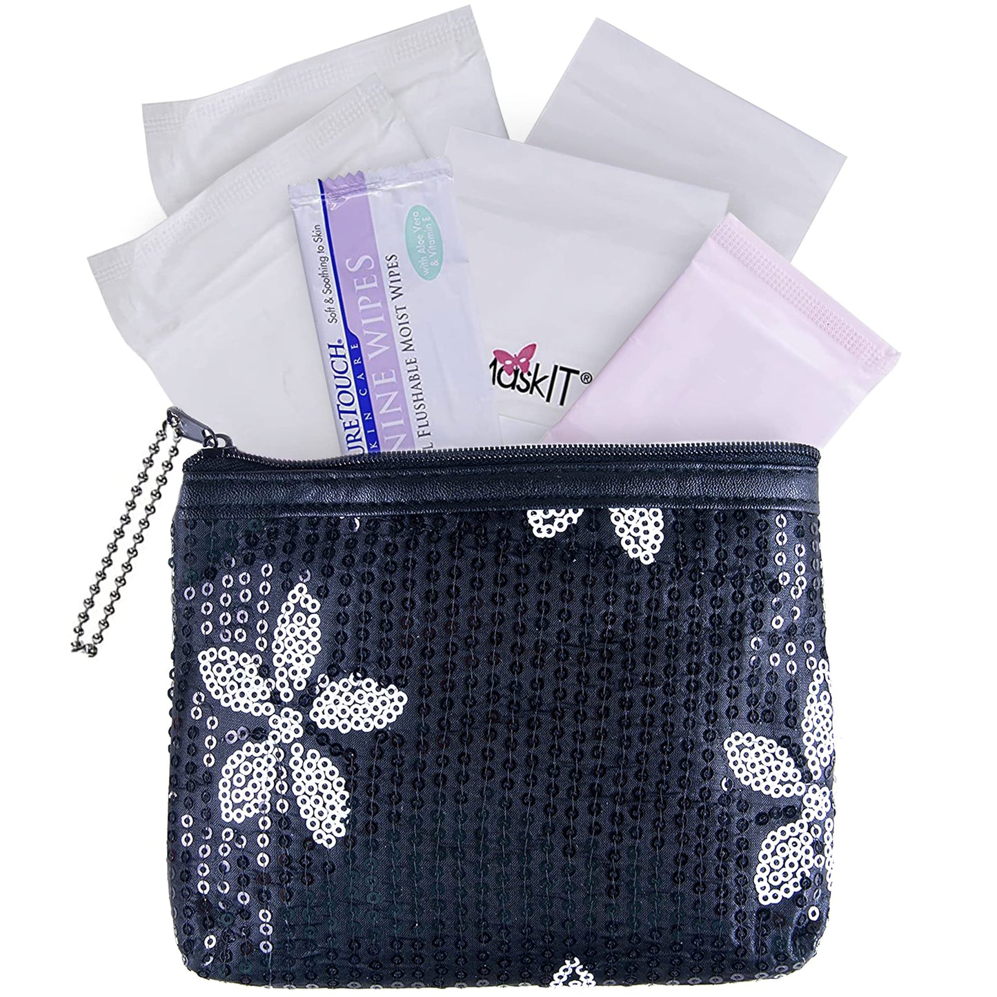 First Period Kit to-Go! - Organic Eco-Friendly Tween Pads & Liner - Period Bags for Teen Girls for School - Period Pouch & Teen Pads for Girls Ages 11-14, Teen Pads for Periods - Pads for Teens Girls