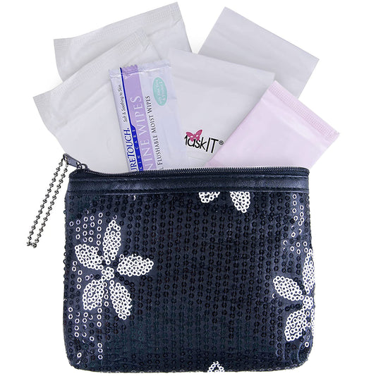 First Period Kit to-Go! - Organic Eco-Friendly Tween Pads & Liner - Period Bags for Teen Girls for School - Period Pouch & Teen Pads for Girls Ages 11-14, Teen Pads for Periods - Pads for Teens Girls