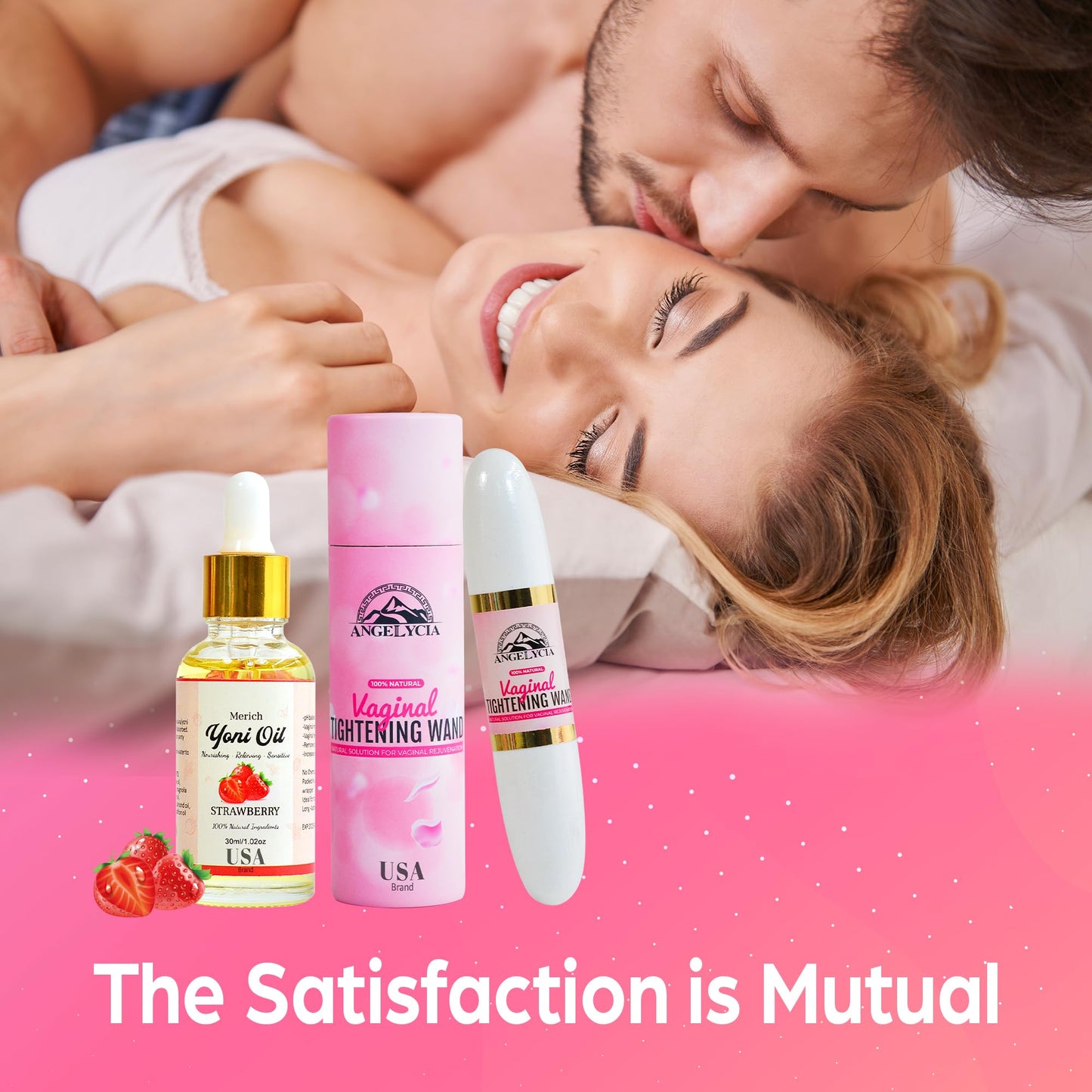 ANGELYCIA Ultimate Feminine Rejuvenation Combo, Virginity Wand and Feminine Yoni Detox Oil Strawberry, Vaginal Tightening Solution, Restores pH Balance for Women,