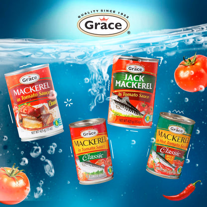 Grace Hot & Spicy Mackerel in Tomato Sauce 5.5oz - 10 Pack Canned Mackerel