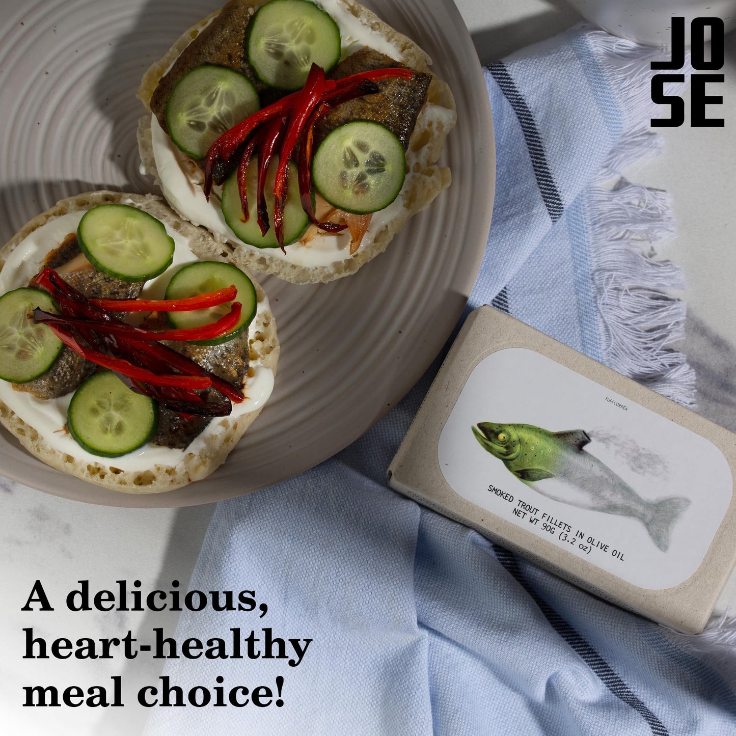 Canned Smoked Trout fillets in Extra Virgin Olive Oil by Jose Gourmet, Wild Caught Portuguese Trout, Tinned Fish in Olive Oil, High Protein Sustainable Seafood Snacks, Omega 3, Fair Trade, 90g