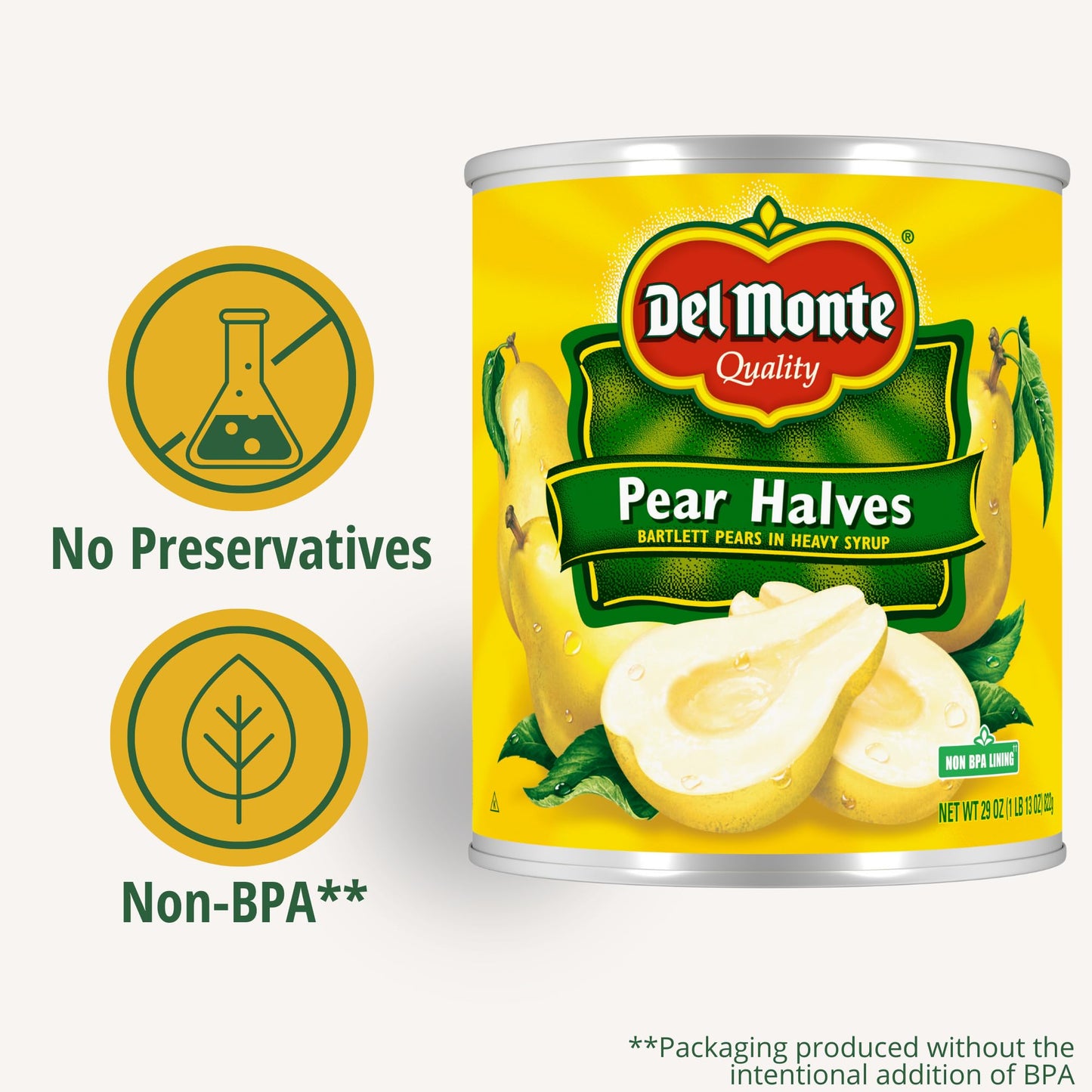 Del Monte Pear Halves, 29 oz. Can (pack of 6)