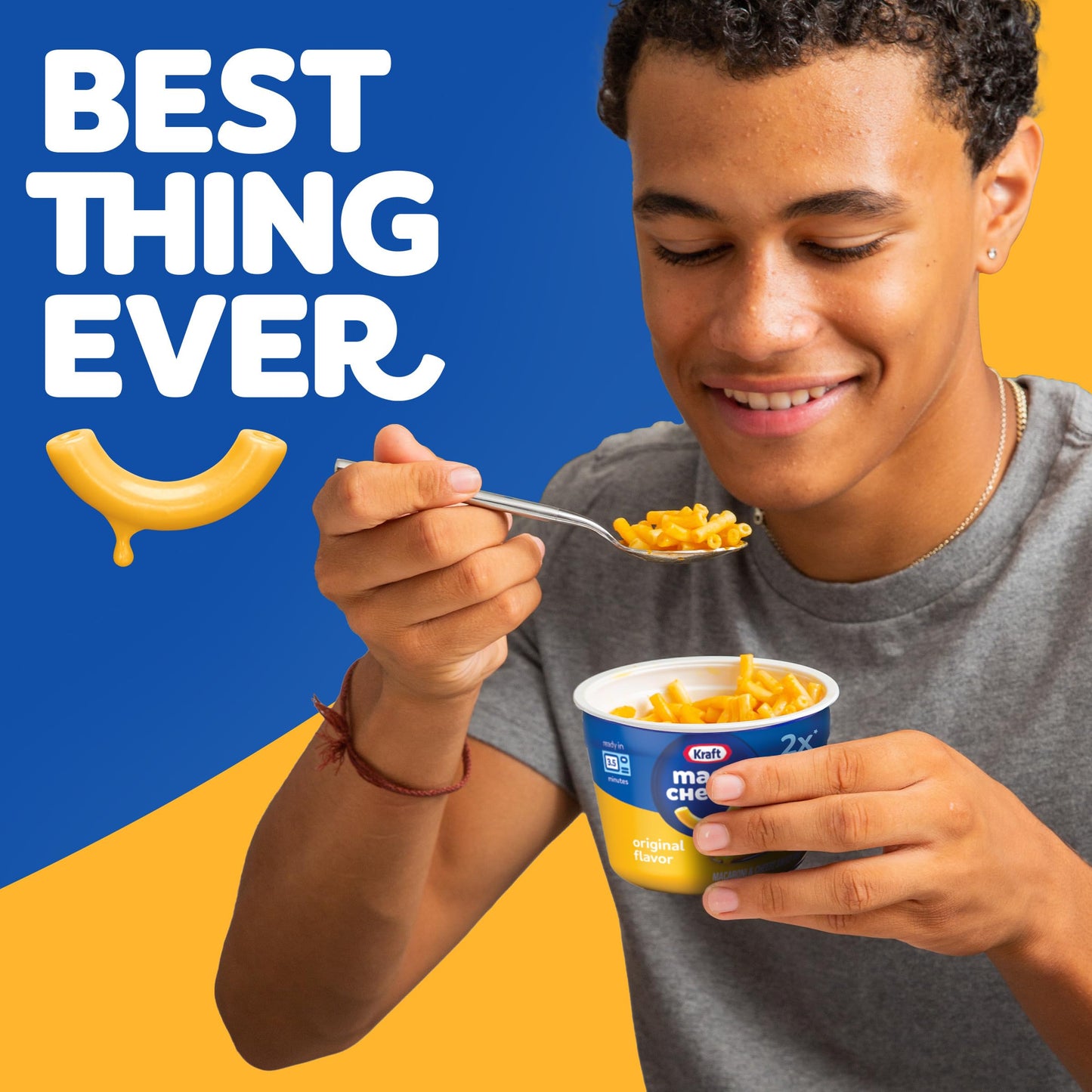 Kraft Mac & Cheese, 2 Big Cups, for Easy Dinner or Dinner Sides, Original Flavor, No Artificial Flavors, Preservatives or Dyes, 4.1 oz
