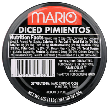 Mario Camacho Foods Pimientos Diced, 4-Ounce (Pack of 12)
