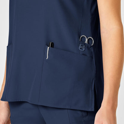 WonderWink W123 Women's Flex Back Stylized V-Neck Scrub Top, Navy, 5X