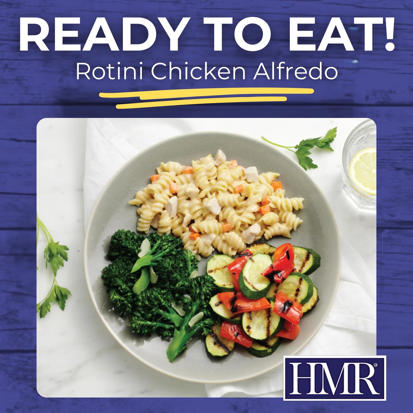 HMR Rotini Chicken Alfredo Entrée | Pre-packaged Lunch or Dinner to Support Healthy Eating | Ready to Eat | 16g of Protein | Low Calorie Food | 7oz Serving per Meal | Pack of 3