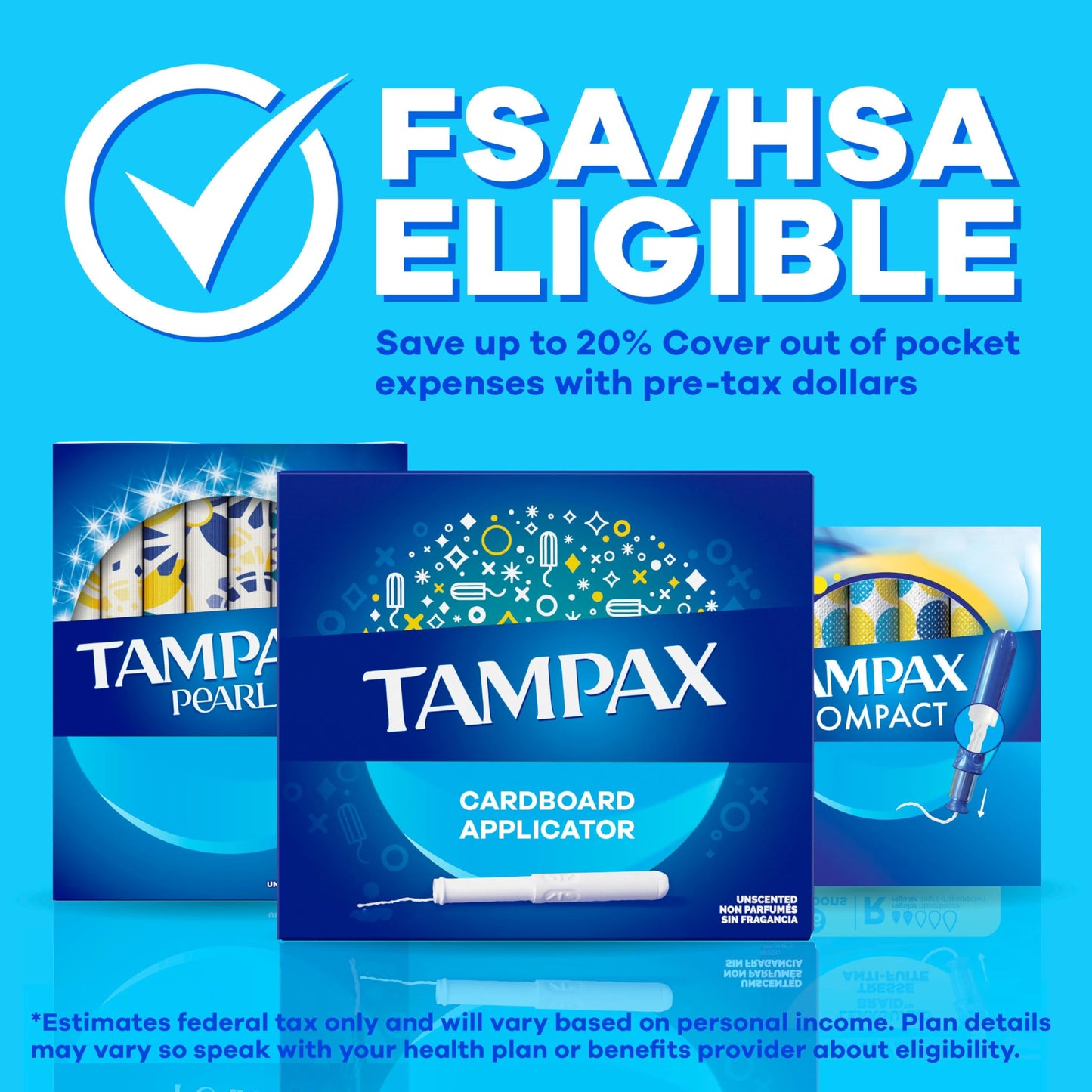 Tampax Cardboard Tampons for Women Super Plus Absorbency, Anti-Slip Grip, LeakGuard Skirt, Unscented, 40 Count