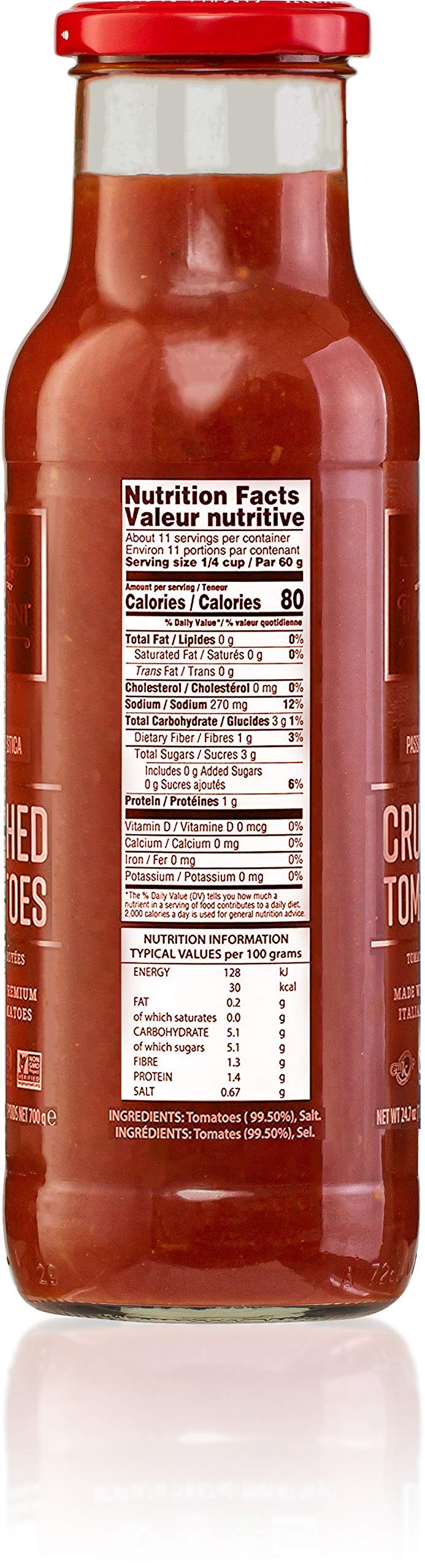 Tuscanini Premium Italian Crushed Tomatoes 24.7oz (2 Pack) Passata Rustica, Vegan, Nothing Artificial, Imported From Italy, Premium Glass Bottle