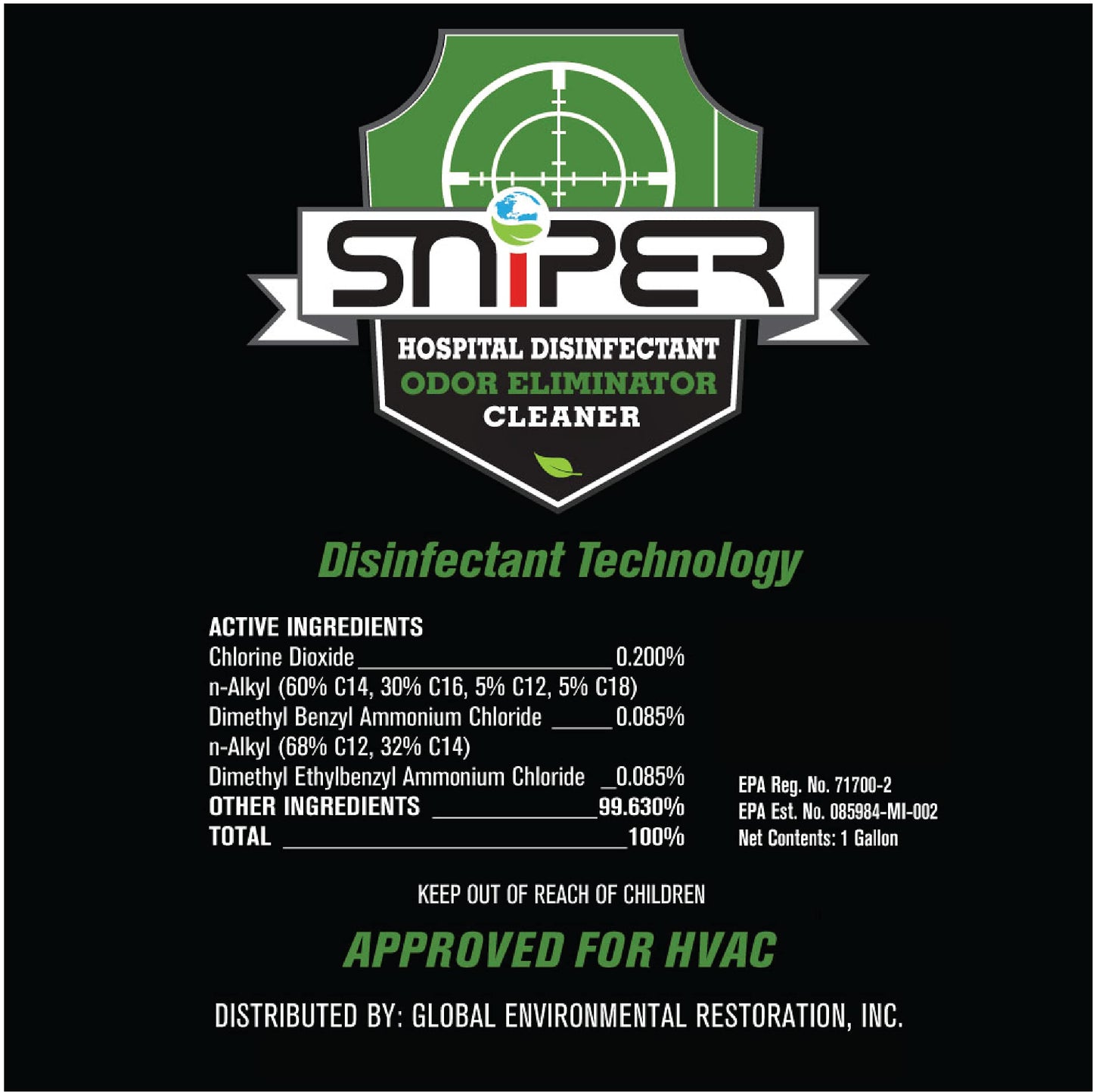 SNiPER Hospital Disinfectant, Odor Eliminator & All-Purpose Cleaner, 4 Ounce Spray Bottle
