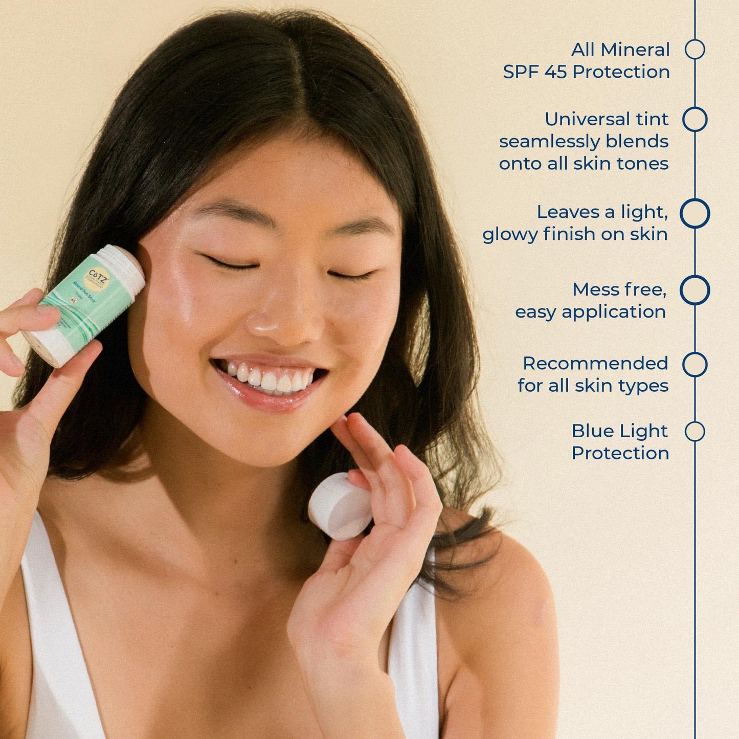CoTZ Mineral Sunscreen Stick SPF 45 | Zinc Oxide | Water Resistant | Broad Spectrum Sunscreen | Invisible to Sheer Finish | Easy On-the-Go Application | 1 oz / 30 g