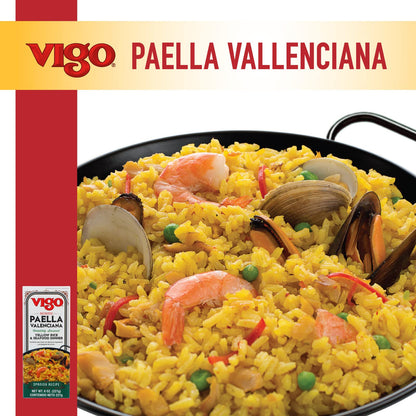 Vigo Authentic Paella Valenciana, Completely Seasoned Yellow Rice & Seafood Dinner, Spanish Recipe (8 Ounce (Pack of 12))