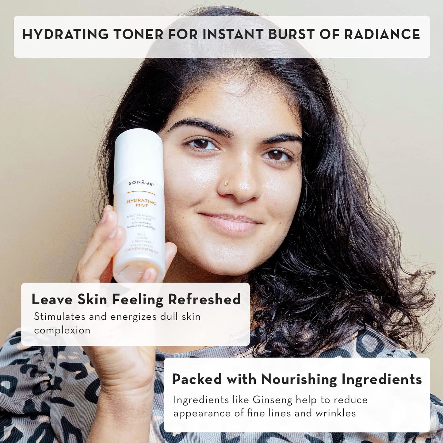 Sonage Hydrating Face Mist: Alcohol-Free Facial Spray with Snow Mushroom & Rose Water | Sets Makeup
