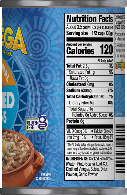 Ortega Refried Beans, Traditional, 16 oz