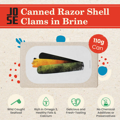 Jose Gourmet Razor Shells in Brine 6/8, 110g
