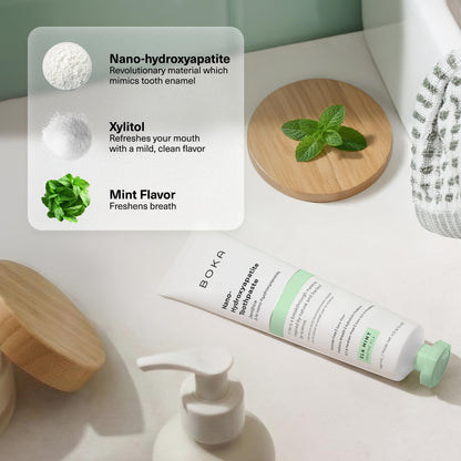 Boka Fluoride Free Toothpaste, Nano Hydroxyapatite Toothpaste, Appropriate for Sensitive Teeth - for Adult Oral Care - Ela Mint Flavor, 4 Fl Oz 1Pk US Manufactured