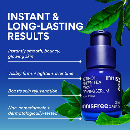 innisfree Green Tea Retinol PDRN Firming Serum - Vegan Korean Skincare for Fine Lines and Smoothing Skin Texture, Available in Gift Set
