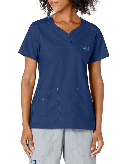 WonderWink Women's Wonderflex Patience Scrub Top, Navy, Small
