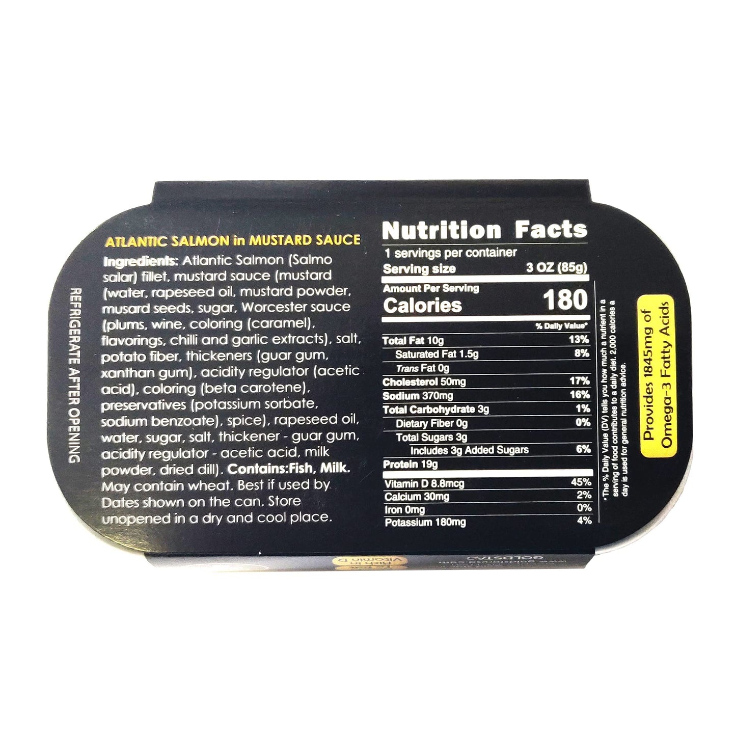 Baltic Gold Atlantic Salmon Fillets - 4.23 oz (120g) - Product of Latvia (In Mustard Sauce, 3 Pack)