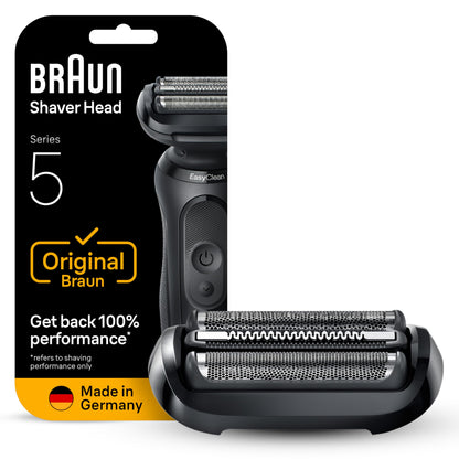 Braun Series 5 Electric Shaver Replacement Head, Easily Attach Your Shaver Head for a Shave as efficient as Day one, Compatible with New Generation Series 5 Shavers, 54B, Black