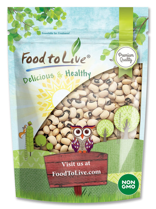 Food to Live Black-Eyed Peas, 1 Pound - Raw Dried Whole Cow Peas, Kosher, Vegan, Sproutable. High in Dietary Fiber, Easy to Cook. Product of the USA