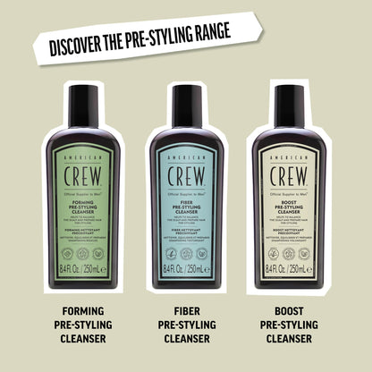 AMERICAN CREW Men's Pre Styler Boost Shampoo for Fine & Thin Hair, Instantly Volumizing Formula, Adds Volume, Lift, & Shine, Vegan, 8.4 fl oz