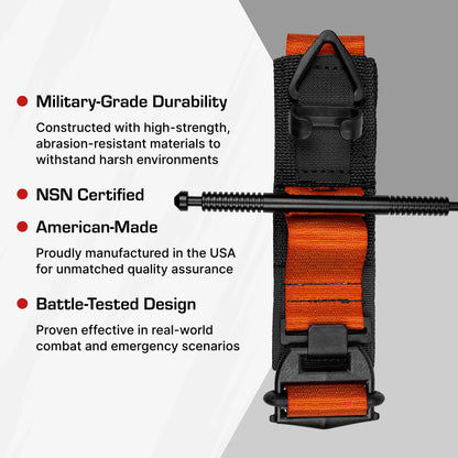 SOF Tourniquet (Generation 5) - Military-Grade Tourniquet for Severe Bleeding Control, Essential First Aid for Tactical, Emergency, and Civilian Use (Orange), TacMed Solutions