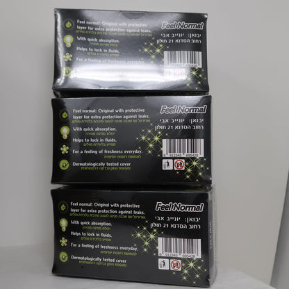 Feel Normal Disposable Black Panty Liners for Women 36 pcs with Protective Layer for Extra Protection Against Leaks Pack of 3
