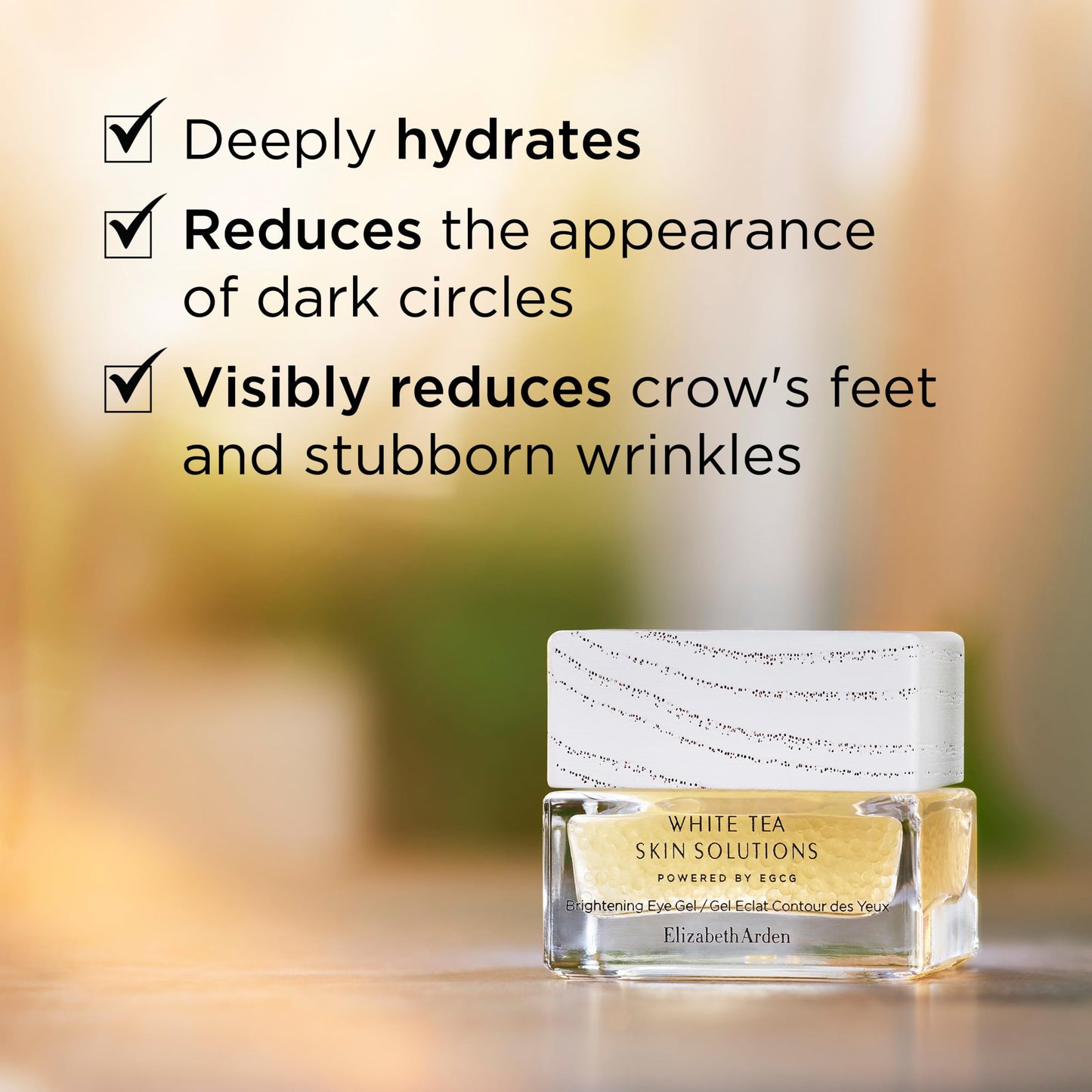 Elizabeth Arden White Tea Skin Solutions Brightening Eye Gel, Dark Circles & Crow's Feet Treatment, Hydrating Anti-Aging Cream, 0.5 fl oz (Pack of 1)