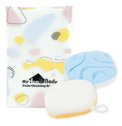 myHomeBody Face Wash Sponges, Facial Scrubber for Cleansing and Exfoliating, Reusable Makeup Remover, Exfoliate Pads, 2 Sides, 2 Textures, 2 Pack