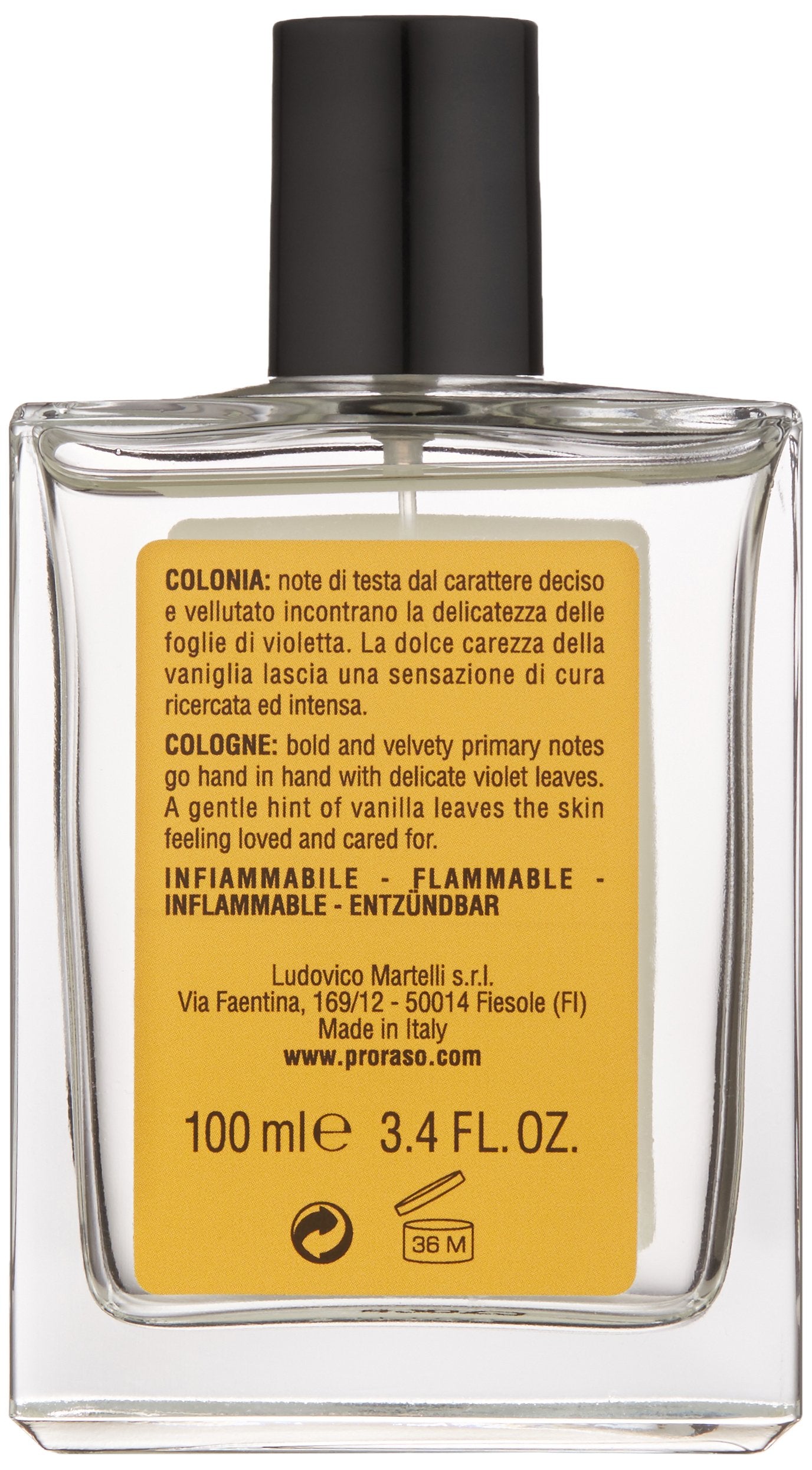 Proraso Wood and Spice Cologne - Masculine Woody Spice Eau de Cologne - Cumin, Saffron, Cedarwood & Vanilla Fragrance for Men - 3.4oz
