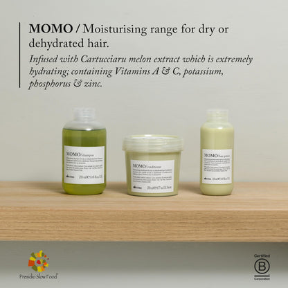 Davines MOMO Moisturizing Shampoo & Conditioner for Dry, Dehydrated Hair, Add Softness & Shine, Detangling Formula