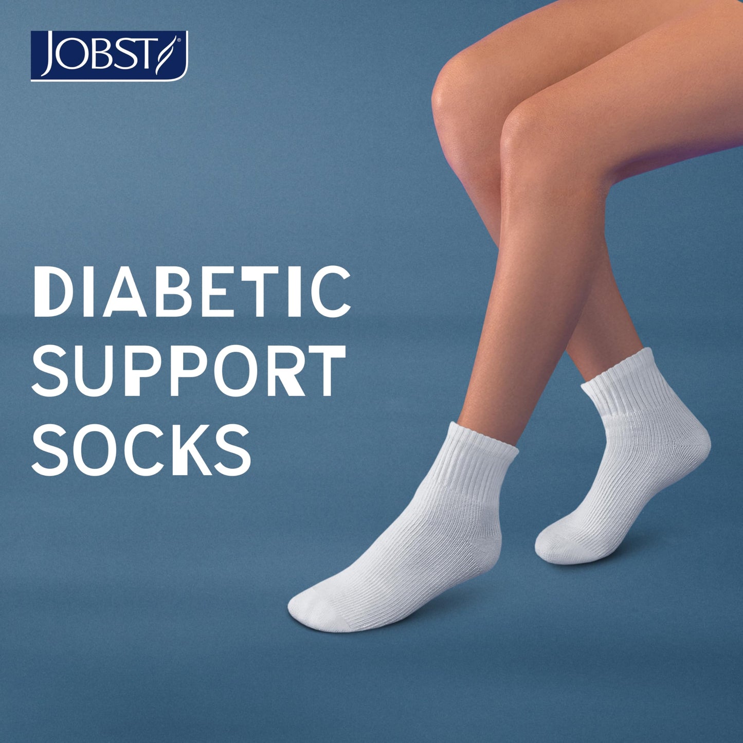 JOBST SensiFoot Diabetic Support Socks for Men and Women with Seamless Toe and Moisture Management - Extra Padding in Toe, Foot, and Heel Area - Mini Crew - Closed Toe - White, X-Large