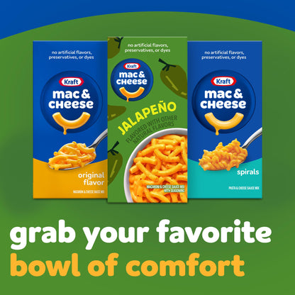 Kraft Mac & Cheese, 1 Box, for Easy Dinner or Dinner Sides, Jalapeño Flavored with Other Natural Flavors, No Artificial Flavors, Preservatives or Dyes, 7.25 oz
