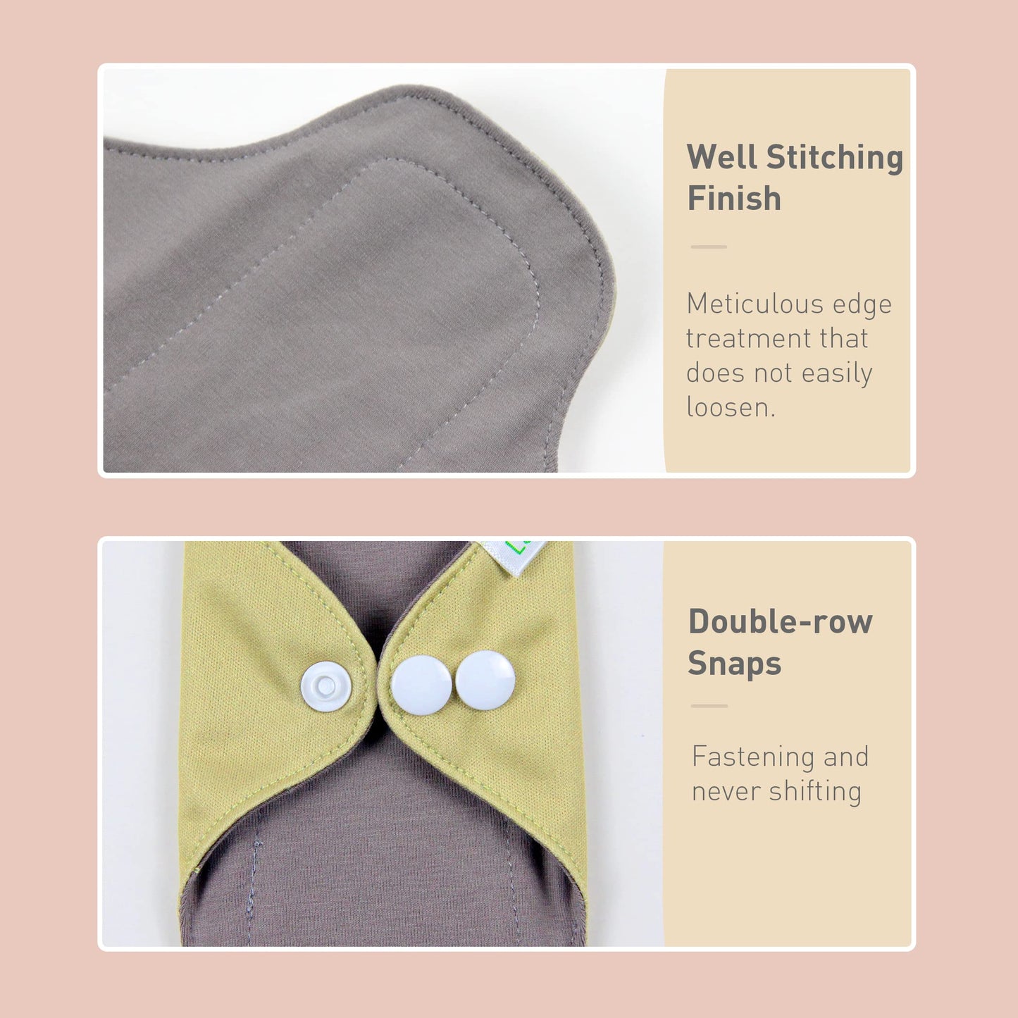 Langsprit Cotton Reusable Period Pads for Women, Washable Pads Menstrual, Regular Absorbency Cotton Cloth Menstrual Pads 3pcs Set with Mini Wet Bag, Suitable for Menstrual Period