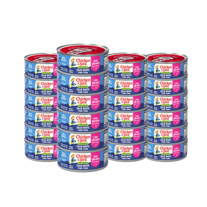 Chicken of the Sea Solid White Pure Albacore MSC Tuna, 4 oz. Cans (Pack of 24), Wild Caught Tuna, No Drain, Low Sodium