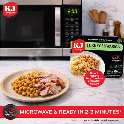 KJ Poultry Kosher Ready Meals - Turkey Shwarma, MRE Meat Meals Ready to Eat, Gluten Free, Halal, (1 Pack) Prepared Entree Fully Cooked, Shelf Stable Microwave Dinner, Travel, Military, Camping