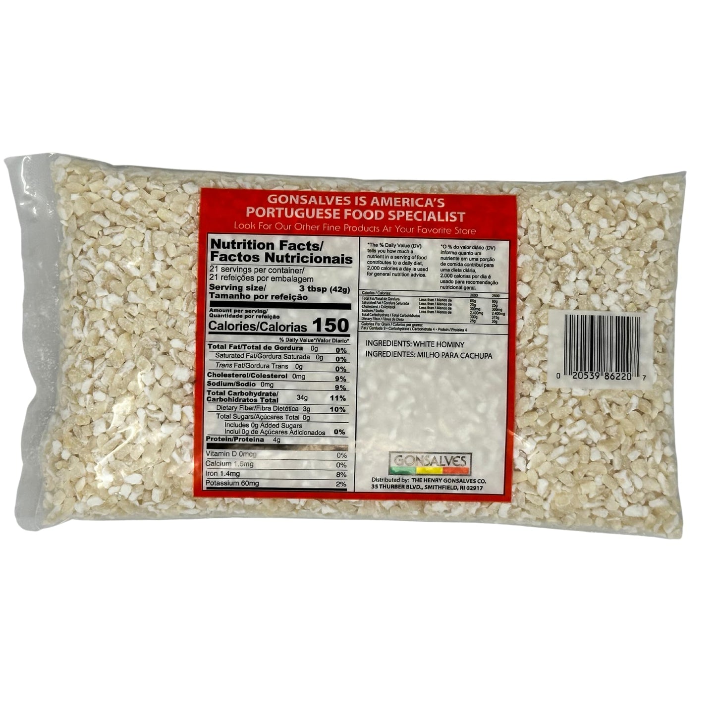 Gonsalves Dried White Hominy Milho Para Cachupa 32 Ounce (2lb) 908g Bag