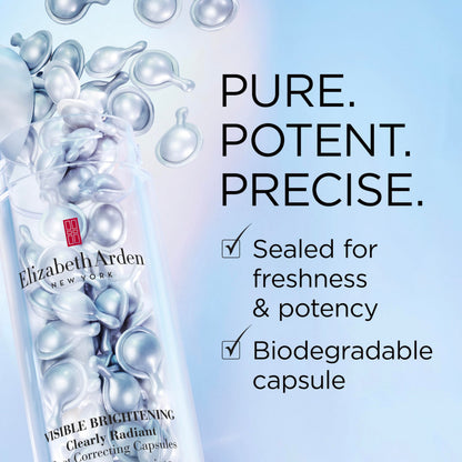 Elizabeth Arden Visible Brightening Clearly Radiant Dark Spot Corrector & Vitamin C Serum Capsules, Corrects Post-Acne Scars, Reduces Pores & Evens Skin Tone