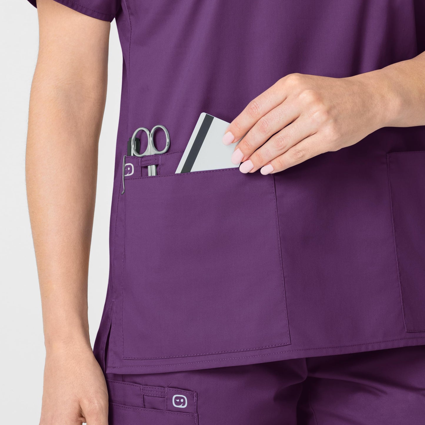 WonderWink Women's Wonderwork V-Neck Scrub Top, Eggplant, 3X-Large