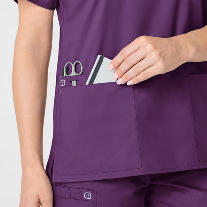 WonderWink Women's Wonderwork V-Neck Scrub Top, Eggplant, 3X-Large